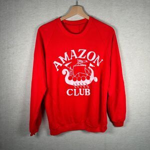 True Vintage 1980s Graphic Crewneck Seoul Rock And Roll Amazon Club Mens S Red